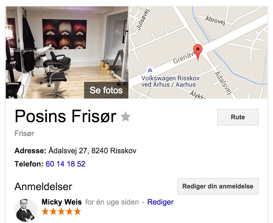 Google My Business Eksempel